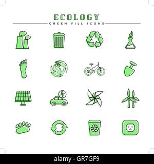 Trame vert écologie icons set Illustration de Vecteur