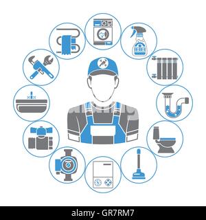 Le concept de service de plomberie Illustration de Vecteur