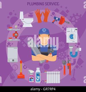 Le concept de service de plomberie Illustration de Vecteur