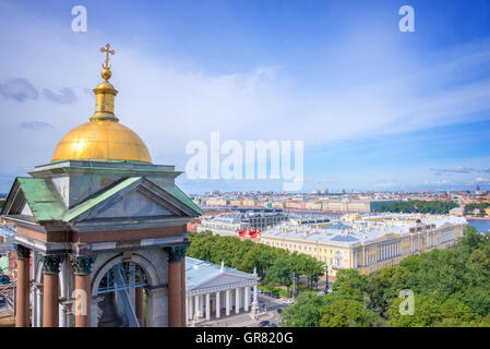 Vue aérienne de St Petersbourg à partir de la cathédrale St Isaac, Russie Banque D'Images