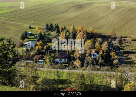 Paysage d'automne à Pößneck, Thuringe, Allemagne, Europe Banque D'Images