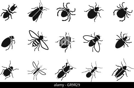 Divers insectes ravageurs et vector icons set Illustration de Vecteur