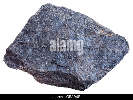 La prise de vue macro des ressources minérales - minerai de chromite rock (chrome) isolé sur fond blanc Banque D'Images