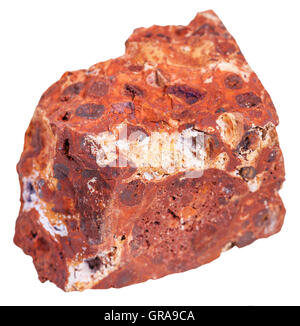 La prise de vue macro des spécimens de roches sédimentaires - la bauxite (minerai d'aluminium) stone isolé sur fond blanc Banque D'Images