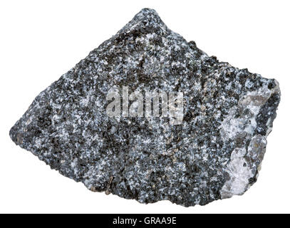 La prise de vue macro des échantillons de roche métamorphique amphibolite - minéral isolé sur fond blanc Banque D'Images