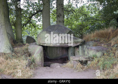 Tombe mégalithique Lohmen n° 2 en fonction de l'entrée côté ouest Schuldt Banque D'Images