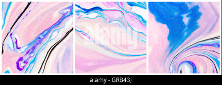 Résumé fond triptyque de bleu, rose mauve et blanc de couleur avec gold glitter Banque D'Images