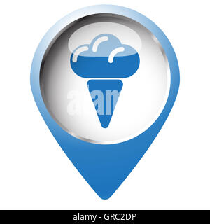 La carte symbole de l'axe avec de la crème glacée. Symbole bleu sur fond blanc. Banque D'Images
