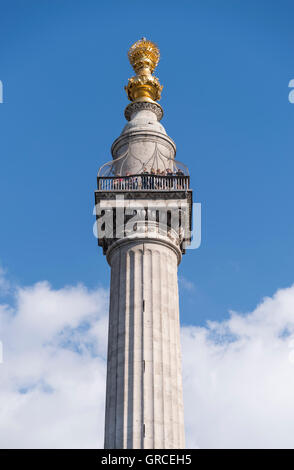 Le monument au grand incendie de Londres, une colonne dorique dans la ville de Londres, commémore le grand incendie de Londres Banque D'Images