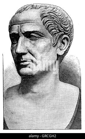 Gaius Julius Caesar (13 juillet 100 avant J.-C. - 15 mars 44 av. J.-C.), leader politique et militaire romain Banque D'Images