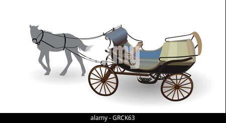 Vieux wagon pour les chevaux. Isolé sur fond blanc. Illustration de Vecteur