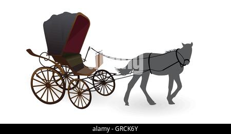 Vieux wagon pour les chevaux. Isolé sur fond blanc. Illustration de Vecteur