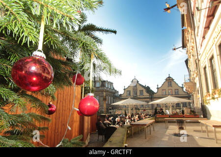 Les températures exceptionnellement au Marché de Noël Schwaebisch Hall Banque D'Images