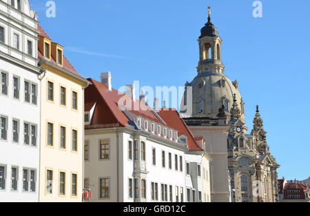 Vue de la Frauenkirche de Dresde, Saxe, Allemagne, Europe Banque D'Images