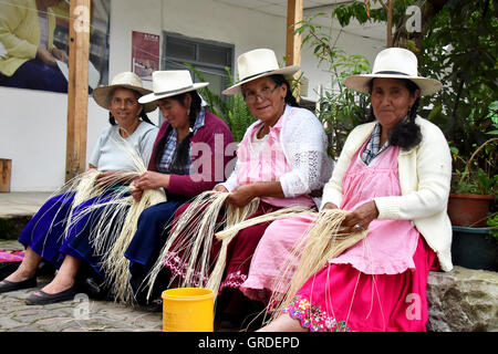 Des panamas womans Weaver Banque D'Images