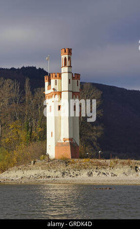 La tour des souris près de Bingen à une petite île dans le Rhin, à partir de la 13e siècle Banque D'Images