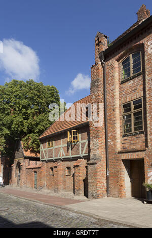 Maison Half-Timbered médiévale dans le centre de Wismar Mecklenburg-Vorpommern Banque D'Images