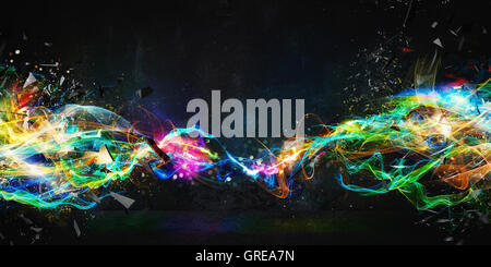 Abstrait moderne motion bannière sur fond sombre Banque D'Images