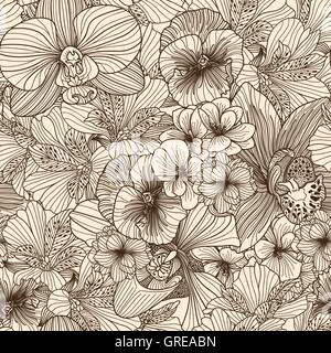 Fleur transparente motif d'art en ligne Illustration de Vecteur