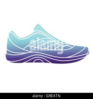 Sneaker brillant dégradé bleu sur fond blanc Illustration de Vecteur