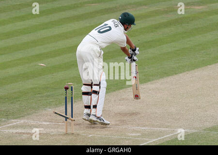 Alex Hales de Notts est joué par Maurice Chambers - Essex LA CCC vs Nottinghamshire CCC - LV County Championship Cricket au sol du comté de Ford, Chelmsford, Essex - 07/07/10 Banque D'Images