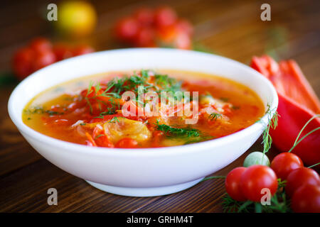 Soupe de tomates et poivrons doux Banque D'Images