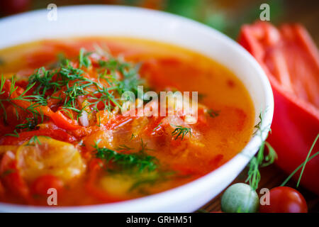 Soupe de tomates et poivrons doux Banque D'Images