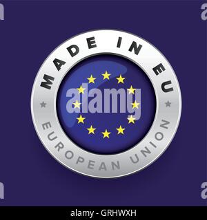 Fabriqué en Europe (UE) argent vecteur badge Illustration de Vecteur