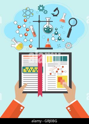 Télévision de l'étude. Cours sur le Web et de l'enseignement à distance. Retour à l'école. professeur à l'université. La connaissance, l'intellect. Étudiant, co Illustration de Vecteur