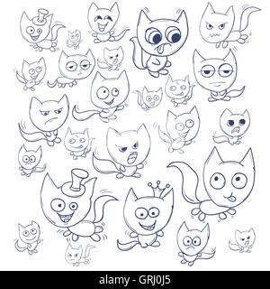 Funny cats contour. Convient pour des histoires et contes pour enfants. Vector Illustration de Vecteur