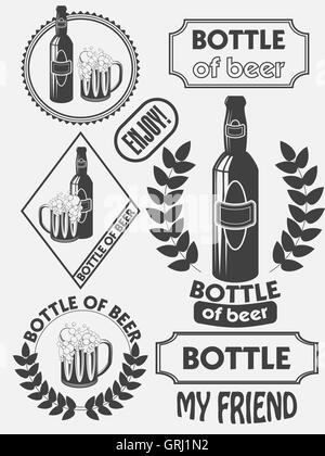 Vintage craft beer brewery emblèmes, étiquettes et éléments de conception. La bière mon meilleur ami. Vector Illustration de Vecteur