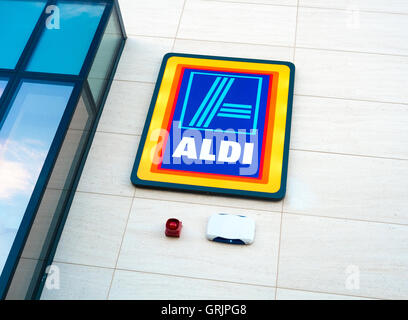 Supermarché Aldi sign Banque D'Images