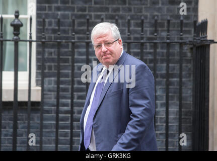 Chancelier du duché de Lancaster,Patrick McLoughlin, arrive au numéro 10 pour une réunion du cabinet Banque D'Images