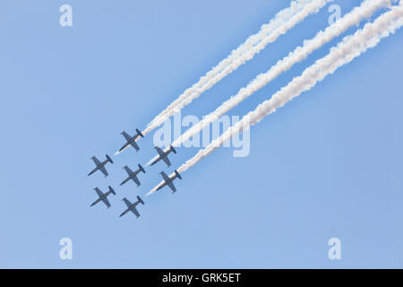 Tournée américaine Breitling Jet Team d'effectuer dans l'air show à l'Exposition nationale canadienne à Toronto, Ontario, Canada CNE Banque D'Images