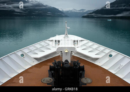 Les Passagers de bateau de croisière safari s'efforcer à l'ancre à gués la terreur, Endicott Arm, la Forêt Nationale Tongass, Juneau, Alaska, USA Banque D'Images