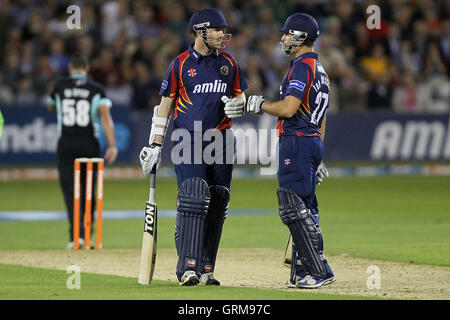 Batteurs Essex Ryan 10 Doeschate (R) et Tim Phillips - Essex Eagles vs Surrey Lions - La vie d'amis T20 Cricket au Essex County Ground,Chelmsford - 31/07/13 Banque D'Images