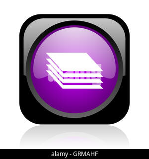 Carré violet et noir couches brillant web icon Banque D'Images