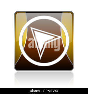 Carré doré brillant navigation web icône Banque D'Images