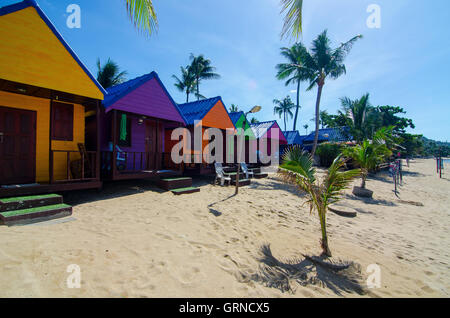 Beach bungalows, Lamai Beach, Koh Samui, Thaïlande Banque D'Images