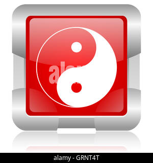 Ying Yang place rouge brillant web icon Banque D'Images