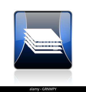 Carré bleu brillant couches web icône Banque D'Images