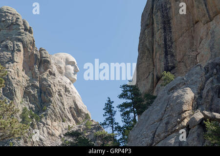 Voir le profil de George Washington à Mt. Rushmore. Banque D'Images