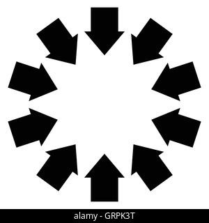 Groupe de flèches orientées vers l'un cercle suivant Illustration de Vecteur