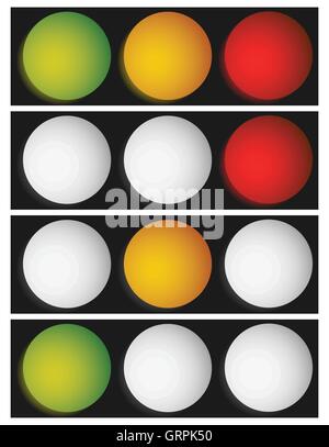 Lumineux Horizontal / allumé les feux de circulation, les sémaphores dans l'ordre Illustration de Vecteur