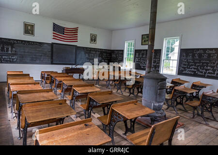 Hastings, Michigan - Le Lee School, une école d'une seule classe située dans la ville historique de Charlton Park Village. Banque D'Images