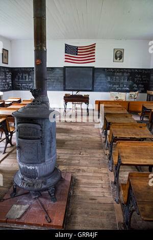 Hastings, Michigan - Le Lee School, une école d'une seule classe située dans la ville historique de Charlton Park Village. Banque D'Images