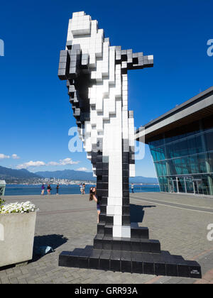 Orca numérique, une sculpture de 2009, Douglas Coupland est situé à côté de la Vancouver Convention Centre de Vancouver, BC, Canada. Banque D'Images