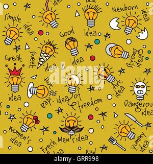 Doodles idées créatives sans couleur. Illustration de Vecteur