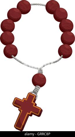 Rosaire nacklace religion croix icône. Graphique vectoriel Illustration de Vecteur