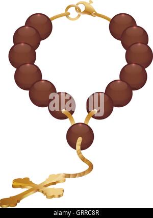 Rosaire nacklace religion croix icône. Graphique vectoriel Illustration de Vecteur